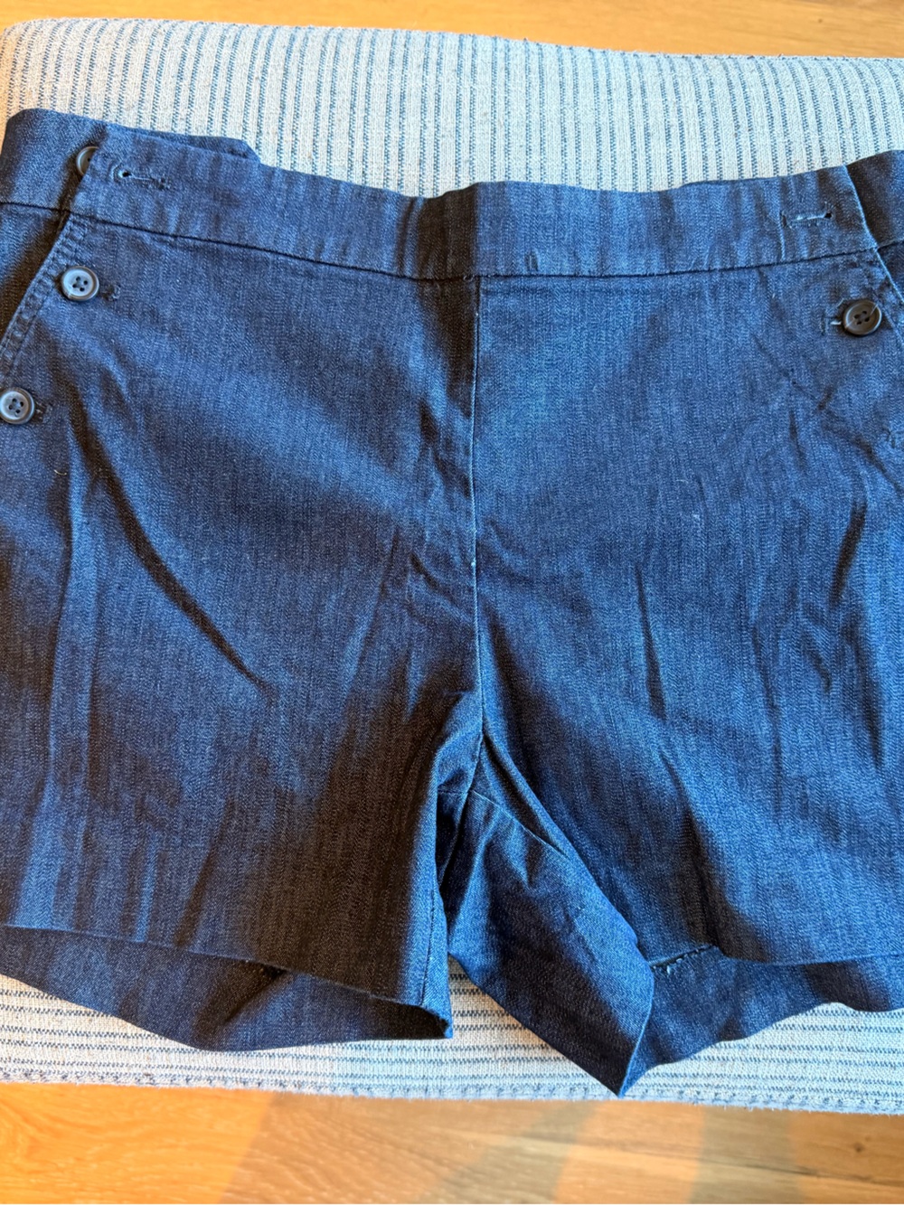 Banana Republic Factory Dark Blue Denim-Style Button-Side Shorts